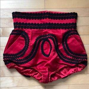 Dolce&Gabbana Red & Black Silk Fashion Shorts